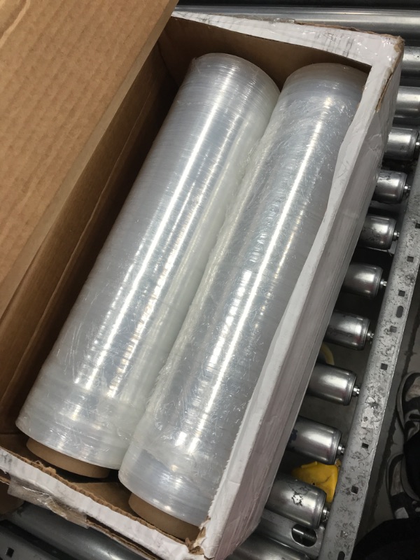 Photo 1 of 4 Rolls 18 inch x 1500 Feet Stretch Wrap 80 Gauge Heavy Duty Shrink Film, Extra Strong 18 inch Clear Hand Stretch Wrap Clear 18" wide x 4 Rolls