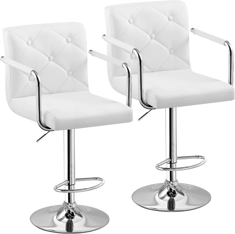 Photo 1 of **SEE NOTES**
VECELO Adjustable Bar Stools Set of 2 White