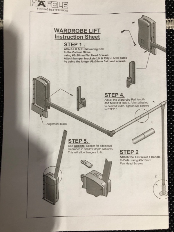 Photo 3 of * used * 
Hafele Pull Down Closet Rod, Heavy duty 33 lbs Load Capacity (Chrome-plated)