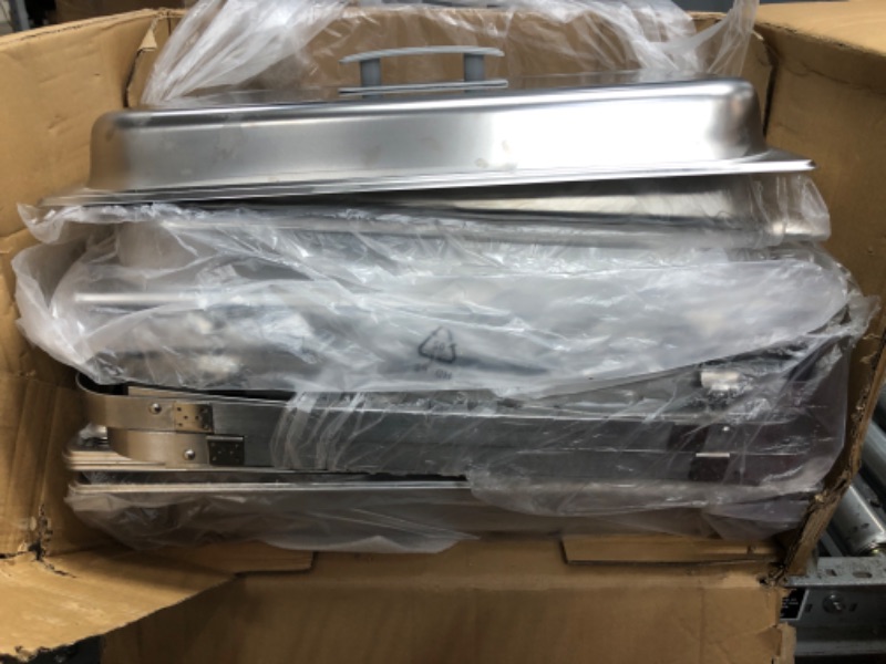 Photo 1 of ALPHA LIVING 70014-GRAY 4 Pack 8QT Chafing Dish High Grade Stainless Steel Chafer Complete Set, 8 QT, Alpine Gray Handle