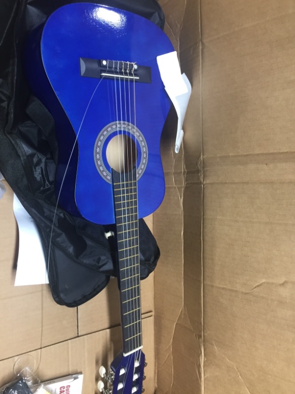 Photo 2 of 30" Wood Guitar with Case and Accessories for Kids/Girls/Boys/Beginners (Blue) Right Handed Blue