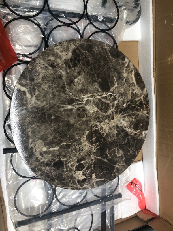 Photo 1 of VECELO Metal Wine Rack Console Table, Freestanding Floor Bottles Organizer & Display Shelf with Faux Marble Finish Top, for Bar Kitchen Dining Living Room, Small Spaces, Holds 15, Black 15-Bottles