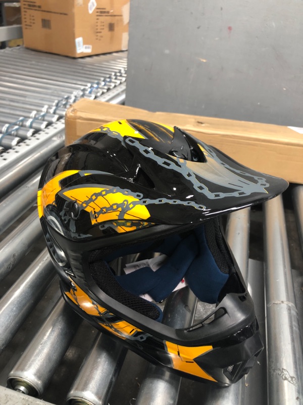 Photo 2 of ILM Youth & Kids Dirt Bike Helmets Motocross ATV Dirtbike BMX MX Offroad Full Face Motorcycle Helmet, DOT Approved Model 128YS (Yellow Black, Youth-XLarge) Yellow Black Youth-XL