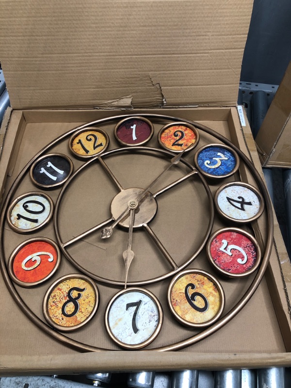 Photo 2 of 24” Metal Number Large Wall Clock, Mute Creative Vintage Silent Wall Art Clock Industrial Gear Clock, Indoor Silent Non Ticking Large Round Decorative Clock for Living Room, Kitchen, Home, Loft