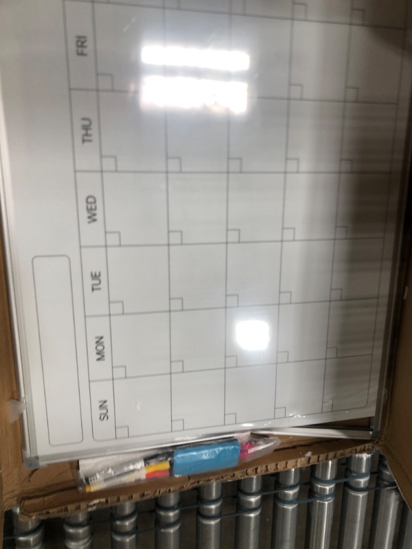 Photo 2 of WALGLASS Monthly Calendar Dry Erase Whiteboard for Wall, 36" x 24" Magnetic Calendar White Board, Double-Sided Portable Board for Office, Kitchen, School, Home White 36"*24"