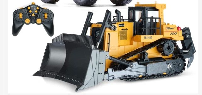 Photo 1 of Top Race RC Alloy Metal Dump Truck & RC Bulldozer Heavy Duty Hobby Grade Construction Toys for Boys and Adults