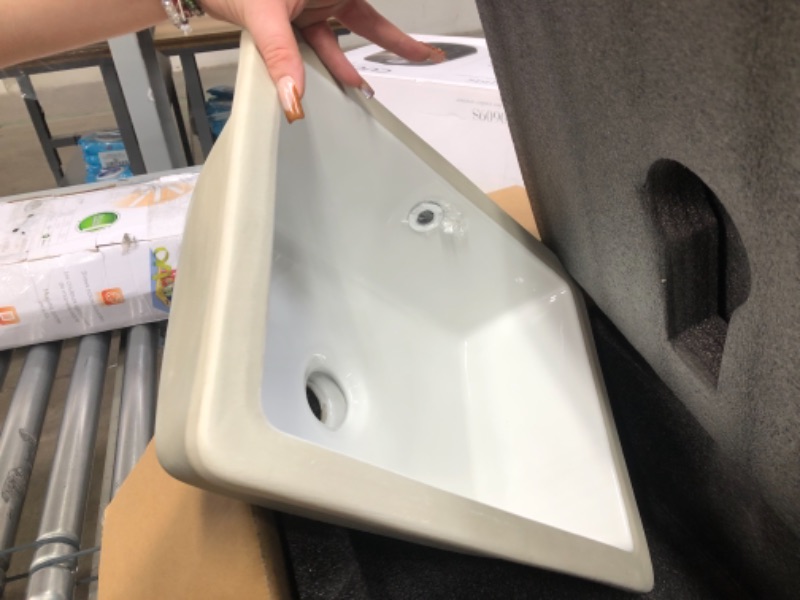 Photo 1 of 16 Inch Undermount Bathroom Sink Small Rectangle Undermount Sink White Ceramic Under Counter Bathroom Sink with Overflow (15.70"x11.69") 15.7"x11.69"
