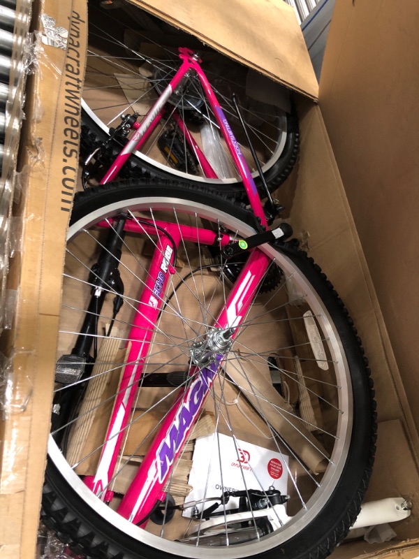 Photo 2 of Dynacraft Magna Front Shock Mountain Bike Boys, Girls, Mens and Womens 24 and 26 Inch Wheels with 18 Speed Grip Shifter and Dual Handbrakes in Red, Purple, Pink and Black 26" Echo Ridge Pink