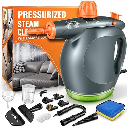 Photo 1 of 1250W Powerful Handheld Steam Cleaner with Detergent Container and Safety Lock, Multifunctional and Pressurized Hand Held Steamer for Kitchen, Bathroom, Windows and Floors, Steamer for Cleaning1
