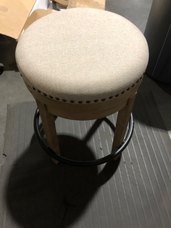 Photo 5 of **NO HARDWARE** Ball & Cast Swivel Barstool 24 In Seat Height Taupe -nailhead trim