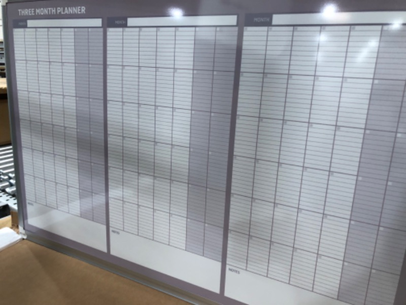 Photo 2 of MasterVision Magnetic Dry Erase Quarterly 3 Month White Board Planner, Wall Mounting, Sliding Marker Tray, 24" x 36", Aluminum Frame, Gold (GA03204830), 2' x 3' 2' x 3' 3 Month