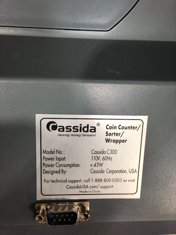 Photo 1 of Cassida C300 Professional USD Coin Counter, Sorter and Wrapper/Roller | 35% Faster Wrapping Coins with Quickload Technology | 300 Coins/Minute | Printing-Compatible | Includes 5 Wrapper Sets