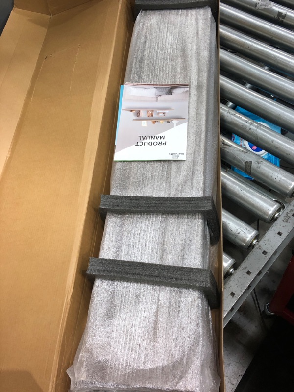 Photo 1 of Floating Shelves, 36 Inch Wall Shelf Set of 2, Rustic Wood Shelves for Wall Storage, Fireplace Mantel, Wall Mounted Wooden Display Shelf for Bathroom Bedroom Kitchen Garage, Weathered, Upgrade 36Inch, Set of 2, (1-2/5"H) Weathered