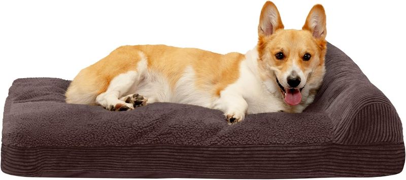 Photo 1 of 
Furhaven Pet Bed for Dogs and Cats - Faux Fleece and Corduroy Chaise Lounge Pillow Cushion Dog Bed, Removable Machine Washable Cover - Dark Espresso, 