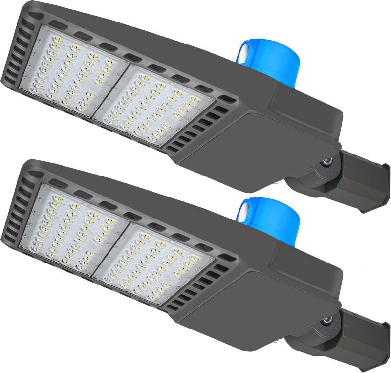 Photo 1 of 2 Pack, 300W LED Parking Lot Light with Photocell, 39000LM, 5500K Shoebox Pole Lights, Super Bright Commercial Area Road Lighting, Slip Fit Mount
