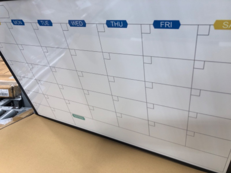 Photo 2 of Monthly Dry Erase Calendar Whiteboard for Wall, 24" x 18" Magnetic White Board Calendar Dry Erase, Wall Hanging Aluminum Frame Calendar Board with Tray for Home, School, Office? (Silver Frame) 24" x 18" Silver Frame