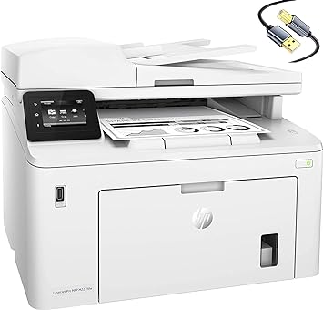 Photo 1 of HP Laserjet Pro MFP M227fdw All-in-One Wireless NFC Monochrome Laser Printer - Print Scan Copy Fax -2.7" Touchscreen, 30 ppm, Auto Duplex Printing, 35-Sheet ADF, Ethernet, White, Cbmou Printer Cable