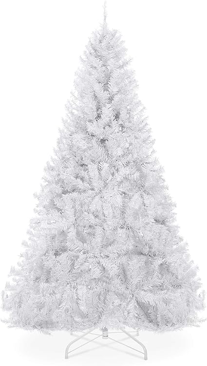 Photo 1 of  6ft Premium White Hinged Artificial Holiday Christmas Pine Tree for Home, Office, Party Decoration 