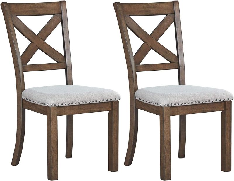 Photo 1 of 
Signature Design by Ashley Moriville Modern Farmhouse 19" Upholstered Dining Room Chair, 2 Count, Brown
Color:Dark Brown
Style:Dining Chair