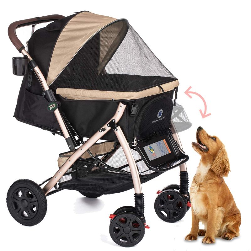 Photo 1 of 
HPZ Pet Rover XL Extra-Long Premium Heavy Duty Dog/Cat/Pet Stroller Travel Carriage for Small, Medium, Large Pets (Taupe 2nd-Gen)
Color:Taupe 2nd-Gen