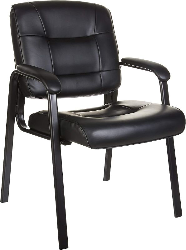 Photo 2 of 
Amazon Basics Classic Faux Leather Office Desk Guest Chair with Metal Frame, Black, 27.4D x 23.6W x 35.8H in
