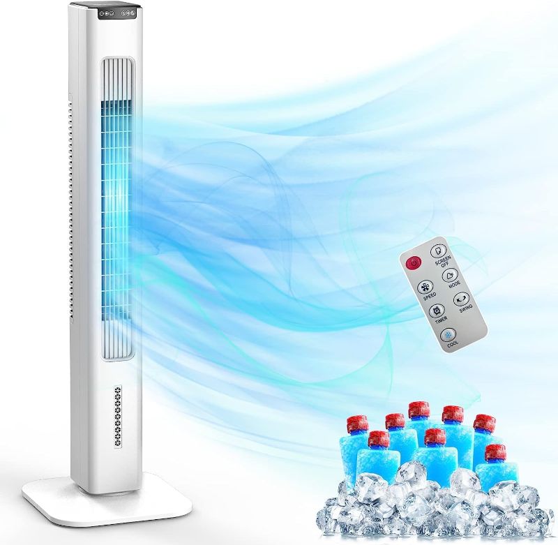 Photo 1 of 41'' Portable Air Conditioners, 3-1 Evaporative Air Cooler w/Remote, 15H Timer, 90° Swing, Portable AC with 1700ML Water Tank, 8 Ice Boxes, 3 Modes 3 Speeds Cooling Tower Fan For Room Home Office
