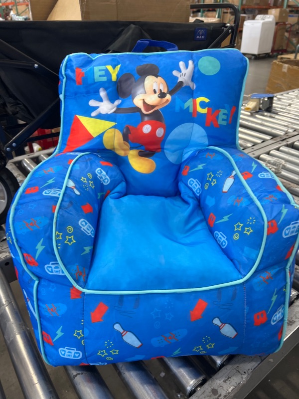 Photo 2 of Disney Mickey Mouse Kids Nylon Bean Bag Chair with Piping & Top Carry Handle