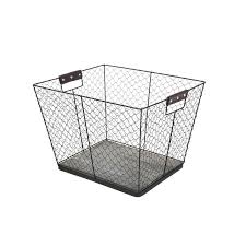 Photo 1 of allen + roth 15.75-in W x 11.02-in H x 13-in D Rusty Black Iron Stackable Basket