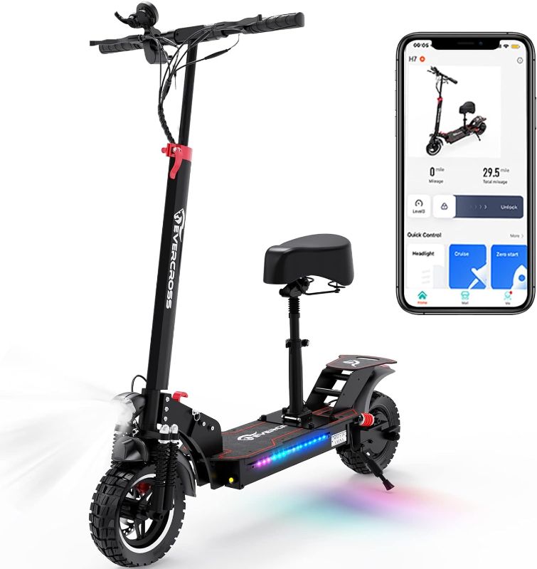 Photo 1 of MISSING KEY**EVERCROSS App-Enabled Electric Scooter, Electric Scooter Adults with 800W Motor, Up to 28 MPH & 28 Miles E-Scooter, Electric Scooter with Seat, Folding Offroad Electric Scooter with 10'' Solid Tires
