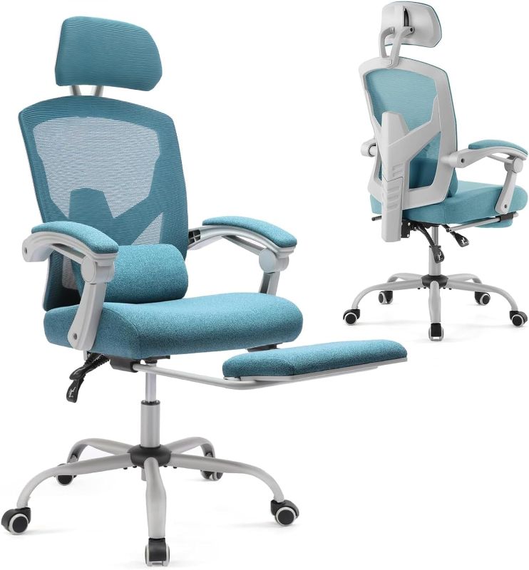 Photo 1 of *SIMILAR TO STOCK PHOTO*Office Chair, Reclining Office Chair Desk Chair with Foot Rest, High Back Computer Chair Mesh Home Office Desk Chairs with Wheels
