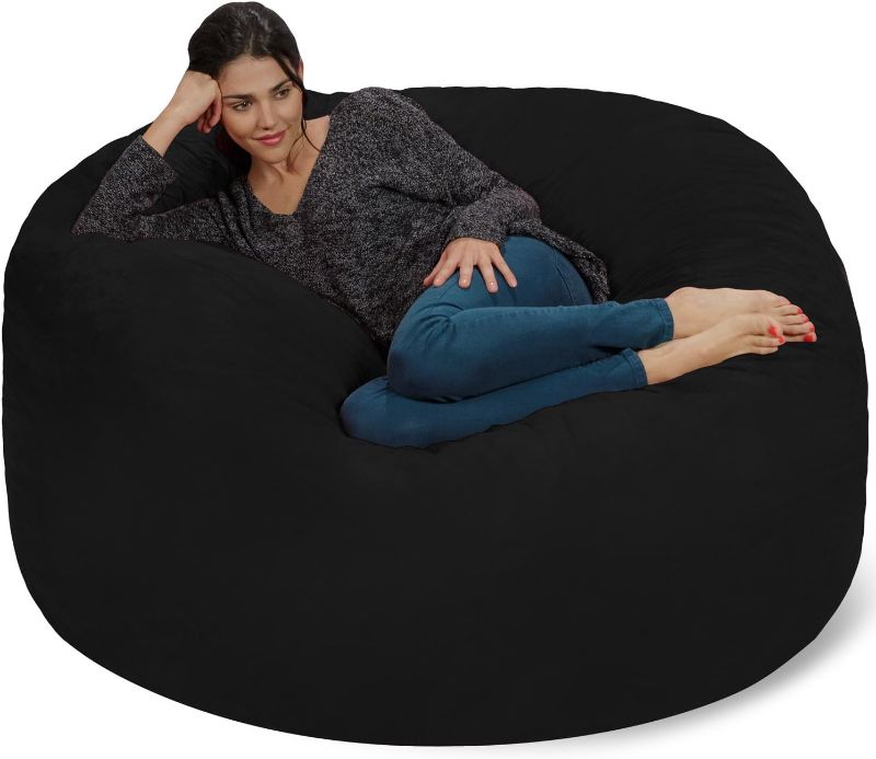 Photo 1 of *COVER ONLY* Chill Sack Bean Bag Chair: Giant 5' Memory Foam Furniture Bean Bag - Big Sofa with Soft Micro Fiber Cover - Black
