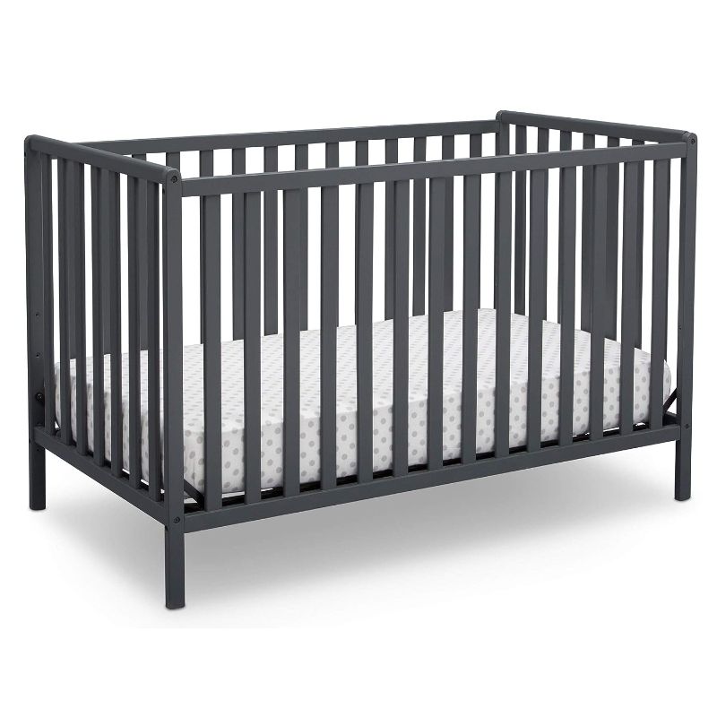 Photo 1 of Delta Children Heartland 4-in-1 Convertible Crib, Charcoal Grey + Delta Children Twinkle Galaxy Dual Sided Recycled Fiber Core Crib