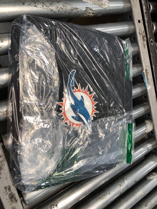 Photo 2 of FANMATS 9989 Miami Dolphins Back Row Utility Car Mat - 1 Piece - 14in. x 17in., All Weather Protection, Universal Fit, Molded Team Logo Rear