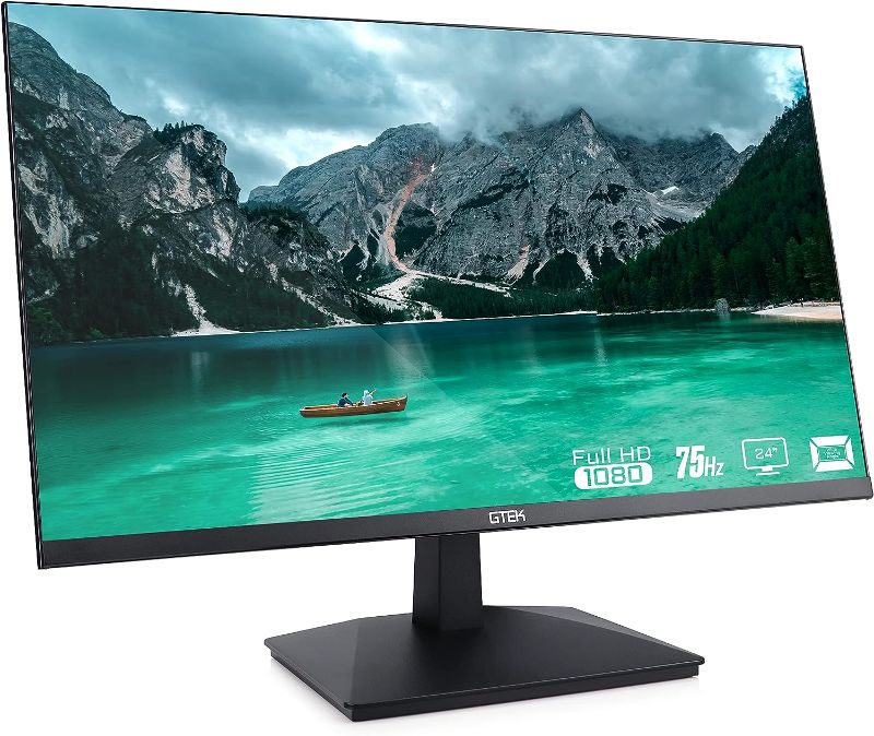 Photo 1 of GTEK 24 Inch 75Hz Computer Monitor Frameless, FHD 1080p LED Display, Office Professional Business LCD Screen, HDMI VGA, Refresh Rate, VESA Mountable - F2407V-D03