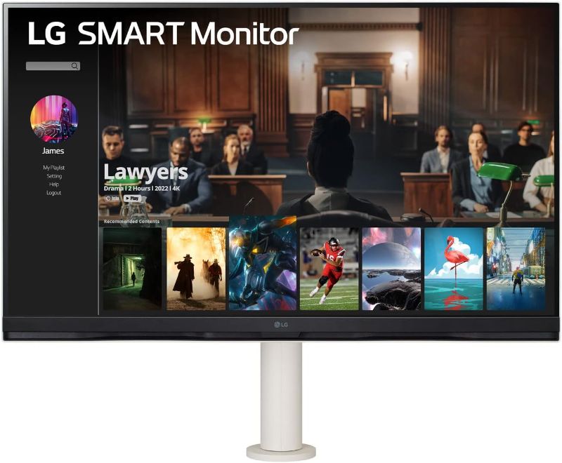 Photo 1 of LG (32SQ780S) - 32-Inch 4K UHD(3840x2160) Display, Ergo Stand, webOS Smart Monitor, ThinQ Home, Magic Remote, USB Type-C™, 2x5W Stereo Speakers, AirPlay 2, Screen Share, Bluetooth,White
