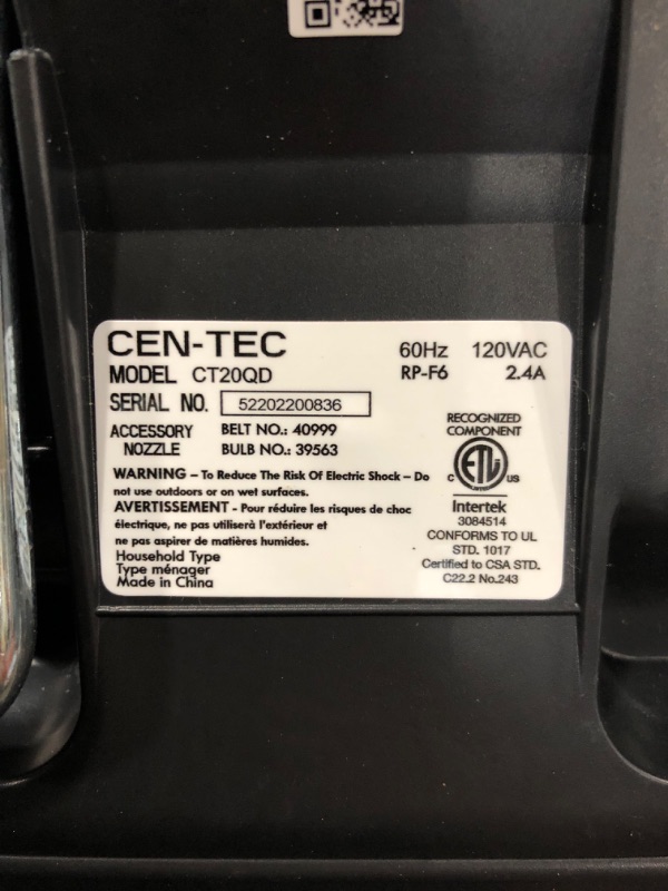 Photo 4 of Cen-Tec Systems CT20DXQD Quiet Drive Vacuum Electric Brush,Black
