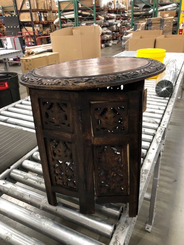 Photo 2 of **see notes ** Round Side Table,Small Table, Round End Table,Side Table, Side Tables Living Room,End Table,Altar Table, Carved Side Table,Wood Accent Table,Carved Wood Table 18" Round Top x 18" High White Antique
