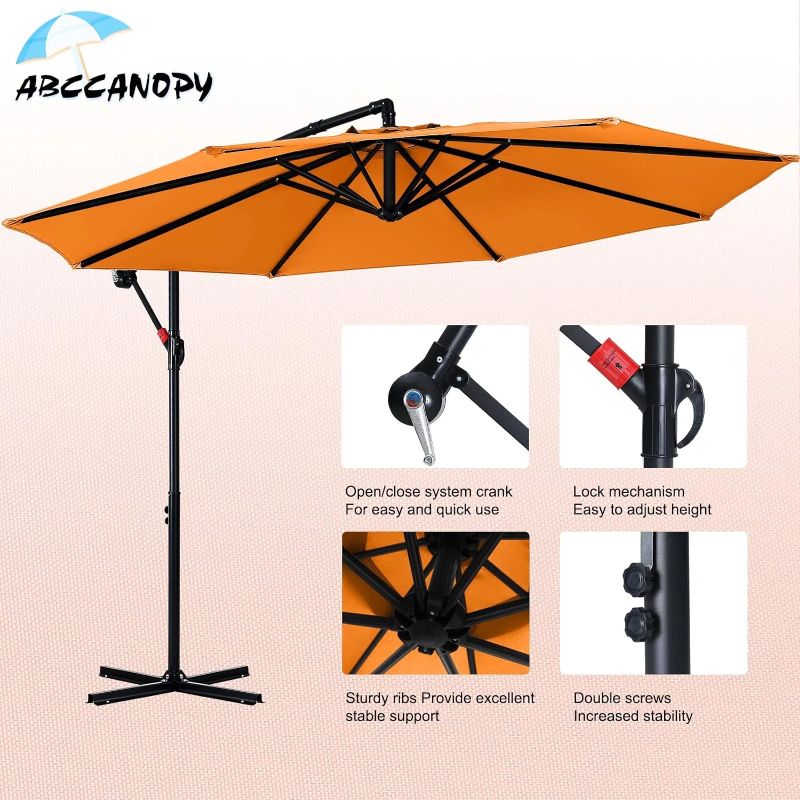 Photo 1 of ABCCANOPY Cantilever Patio Umbrellas 10FT Orange Orange 10 FT Round Edge