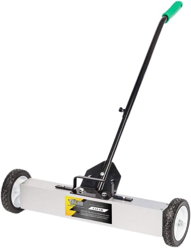 Photo 1 of 24-Inch Rolling Magnetic Pick-Up Sweeper | 30-LBS Capacity, with Quick Release Latch & Adjustable Long Handle, for Nails Needles Screws Collection
