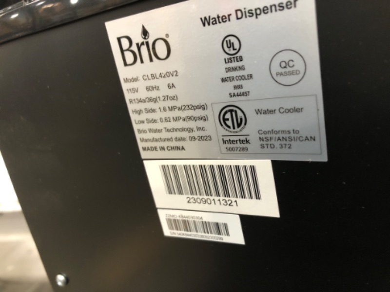 Photo 5 of ***SEE NOTES*** Brio Bottom Loading Water Cooler Water Dispenser – Essential Series - 3 Temperature Settings - Hot, Cold & Cool Water - UL/Energy Star Approved