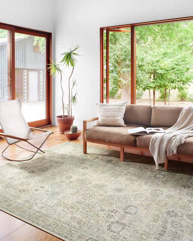 Photo 1 of * MINOR STAINS*
Loloi II Skye Collection SKY-14 Traditional Area Rug 5'-0" x 7'-6" Natural/Sage Rectangular 0.13" Thick