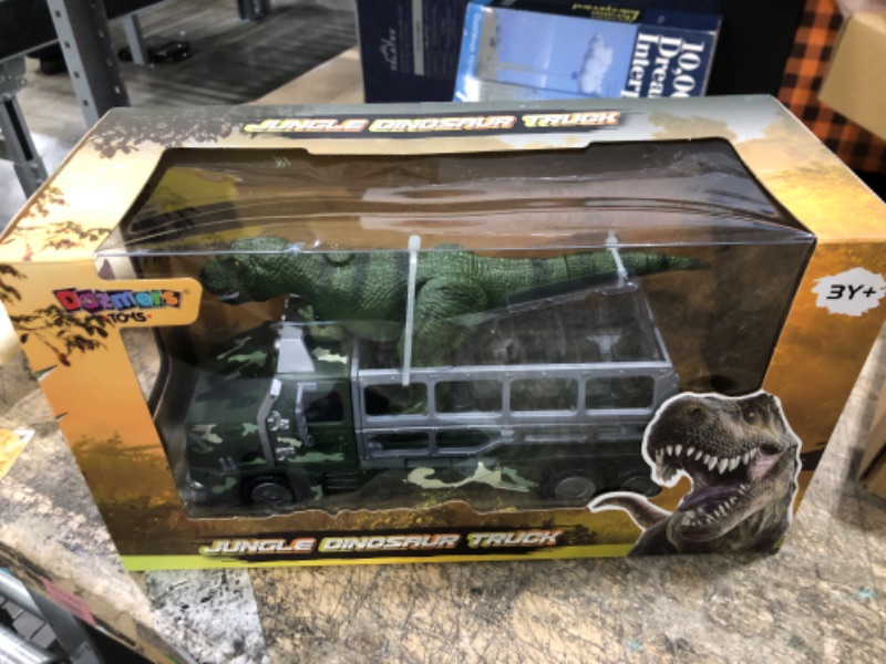 Photo 2 of BUILD ME Dinosaur Transport Truck Toy Die-Cast Jurassic World Transporter Jungle Truck and 9 Inch Tall Tyrannosaurs Rex Dinosaur Toy. Fun Dinosaur Playset