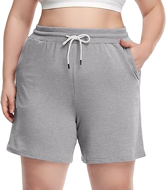 Photo 1 of POSESHE Women's Plus Size Running Shorts Casual Summer Athletic Workout Shorts High Waisted Gym Yoga Lounge Shorts Pants