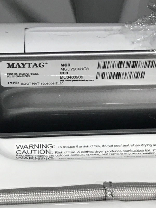 Photo 6 of Maytag Smart Capable 7.4-cu ft Hamper DoorSteam Cycle Smart Gas Dryer (Metallic Slate) ENERGY STAR
