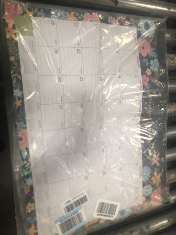 Photo 2 of 2023-2024 Desk Calendar - Large Desk Calendar 2023-2024, Jul. 2023 - Dec. 2024, 22" x 17", Thick Paper with 18 Months, Corner Protectors, Large Ruled Blocks & 2 Hanging Hooks - Black Floral Large:22"x17"