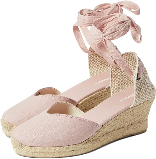 Photo 1 of Soludos Lyon Wedge Espadrille Heels for Women - Fabric Upper, Fabric Lining with Cushioned Footbed, and Rubber Outsole 8
