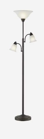 Photo 1 of allen + roth 72.36-in Oil-Rubbed Bronze Torchiere with Reading Light Floor Lamp
