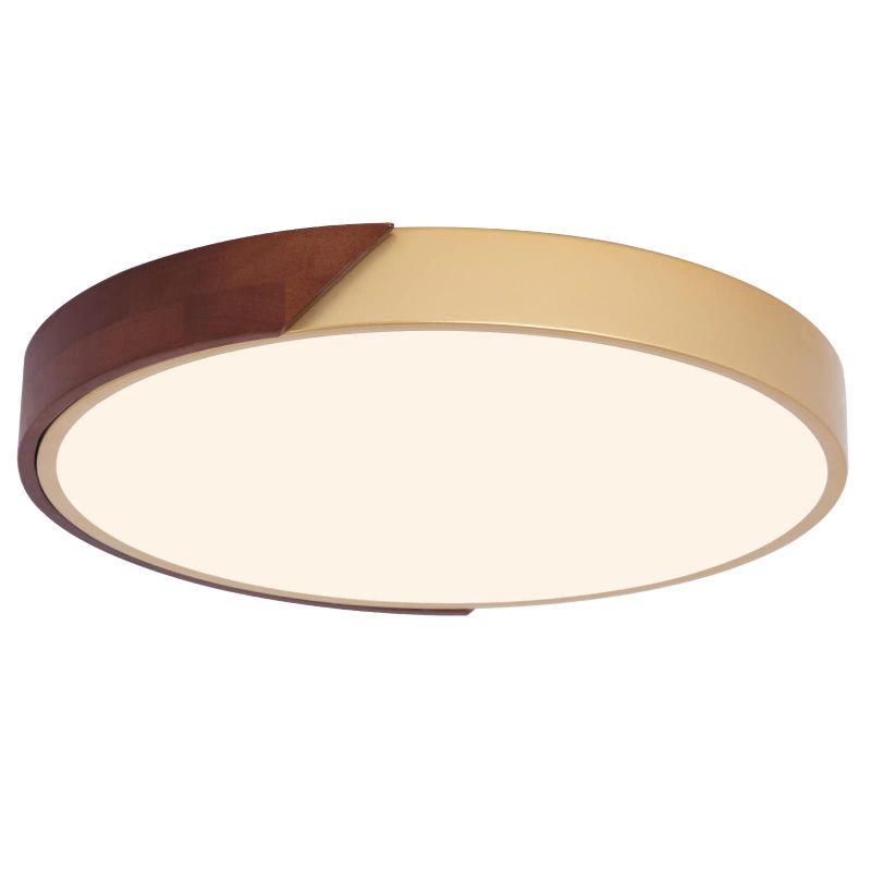 Photo 1 of ** VIKAEY MODERN LED GOLD CEILING LIGHT, MINIMALIST WOOD STYLE FLUSH MOUNT CEILING LIGHT FIXTURE, CIRCLE LIGHTING LAMP WITH ACRYLIC LAMPSHADE FOR BEDROOM LIVING ROOM DINING ROOM LAUNDRY (GOLD, 15.8'') 15.8'' GOLD
