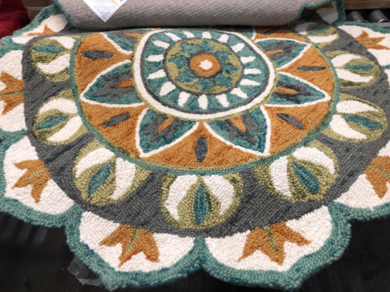 Photo 2 of LR Home Dazzle Area Rug, 4' Round, Teal/Green 4' Round Area Rug