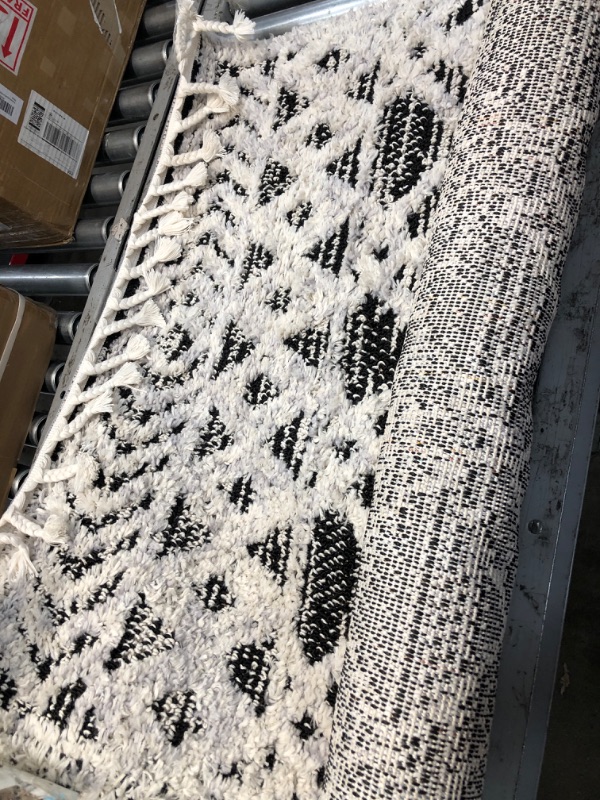 Photo 1 of 2'10"x5' White/Black Rug 